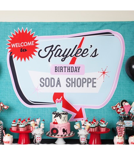 Diner Soda Shoppe 50s Retro Birthday Party Printable Sign